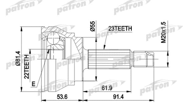 Шрус наружный комплект 23x55x22 PCV1014